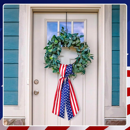 VitalCozy Wreath Sash Set - 2 Pcs Decorative Ribbon for Indoor/Outdoor Use | 4.5" W x 56" L (Red & Blue)