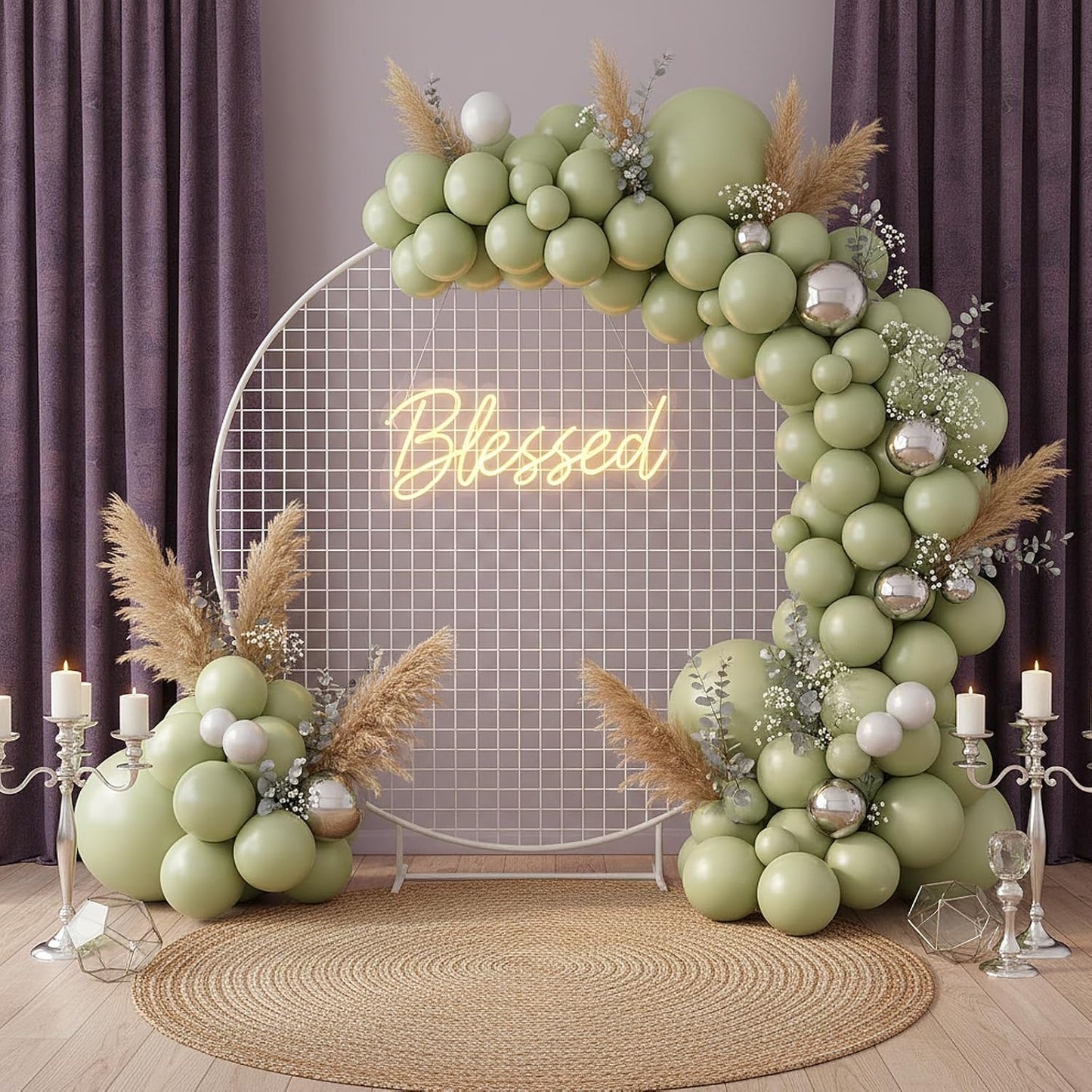 RUBFAC Dusty Green Balloons - 129-Piece Latex Garland Kit for Boho Wedding & Safari Party Decor | 5-12 Inch