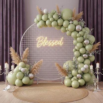 RUBFAC Dusty Green Balloons - 129-Piece Latex Garland Kit for Boho Wedding & Safari Party Decor | 5-12 Inch