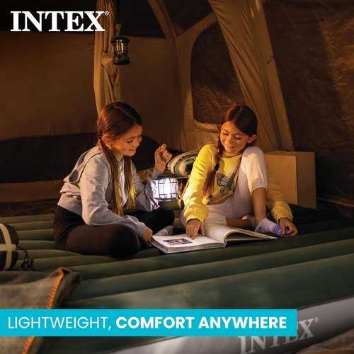 Intex Dura-Beam Standard Downy Air Mattress - Full Size with Built-in Foot Pump | 10in Height, 300lb Capacity