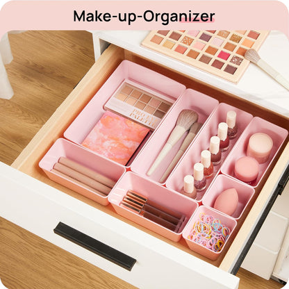 Vtopmart 25 PCS Plastic Drawer Organizers - Versatile Bathroom & Vanity Storage Trays | Ideal for Makeup, Kitchen & Office