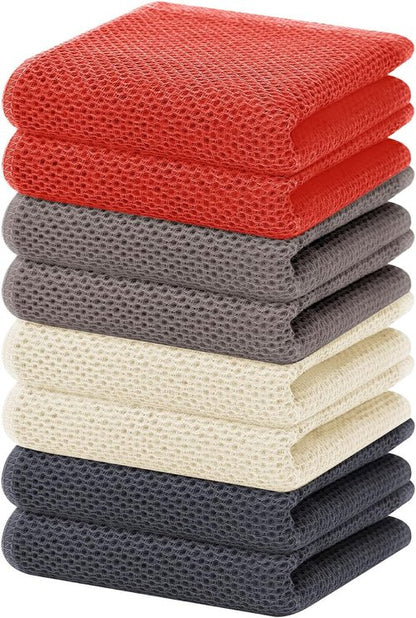 Homaxy Kitchen Dish Towels - Ultra Soft 100% Cotton Waffle Weave | Quick Drying, 13 x 28 Inches, 8-Pack, Multicolor