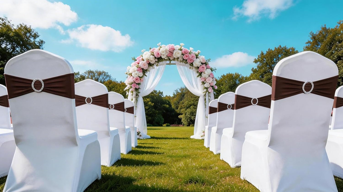 Skiennix Spandex Chair Sashes - Pack of 50 Dark Brown Wedding & Party Decorations
