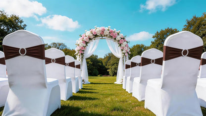 Skiennix Spandex Chair Sashes - Pack of 50 Dark Brown Wedding & Party Decorations