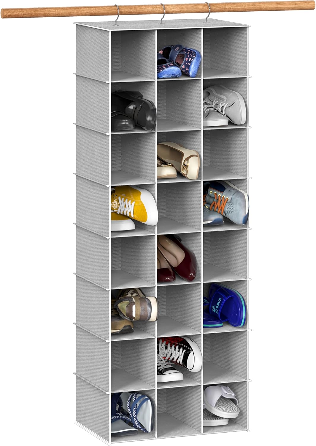Simple Houseware 24-Section Hanging Shoe Organizer - Gray Closet Storage Solution