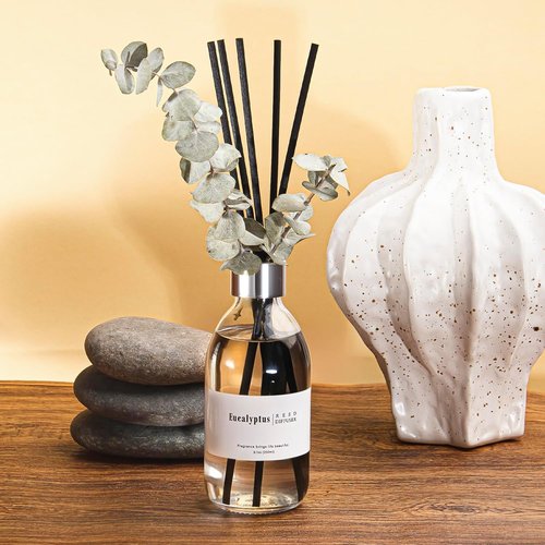 Clesh Eucalyptus Reed Diffuser Set - 6.7 oz Home Fragrance with Sticks | Elegant Bathroom Decor
