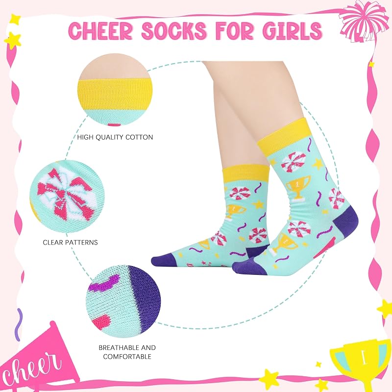 Cheerleader Gifts Set - 16oz Cup, Waist Bag, Socks & Sticker Gift Bundle