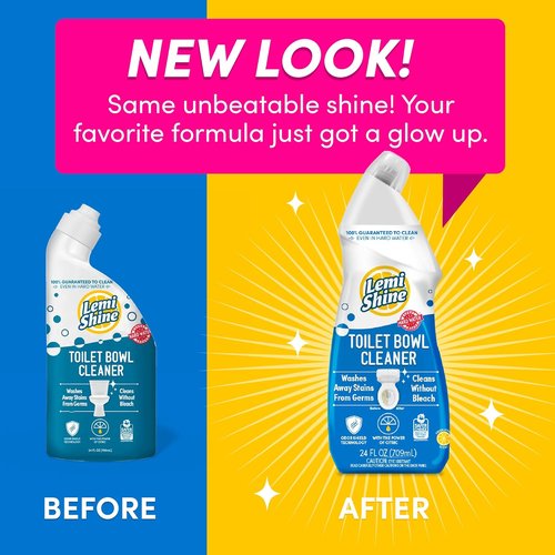 Lemi Shine Toilet Bowl Cleaner - Bleach-Free Formula for Tough Stains & Odor - 24 fl oz (3 Pack)