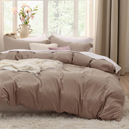Bedsure Khaki California King Duvet Cover - Prewashed Cotton-Like Extra Soft Bedding Set, Includes 1 Cal King Duvet Cover 104x98 Inches with Zipper Closure & 2 Pillow Shams, Comforter Not Included