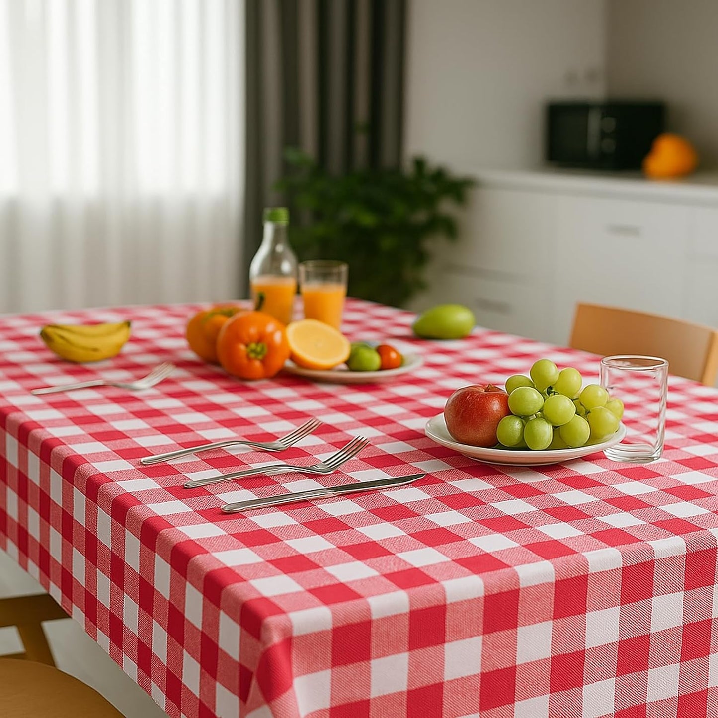 Regine Switzerland Gingham Tablecloths - Red & White Checkered, Waterproof, 54 x 108 Inches | Disposable Picnic Covers