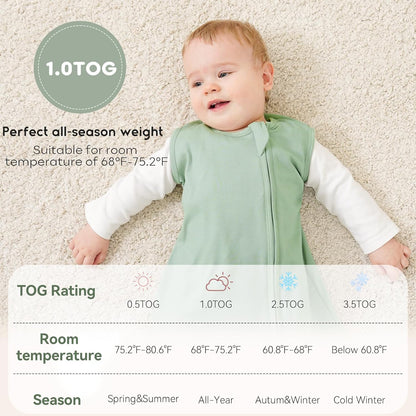 Yoofoss Baby Sleep Sack | 100% Organic Cotton Wearable Blanket for 6-12 Months | 2-Pack, TOG 1.0, Lightweight