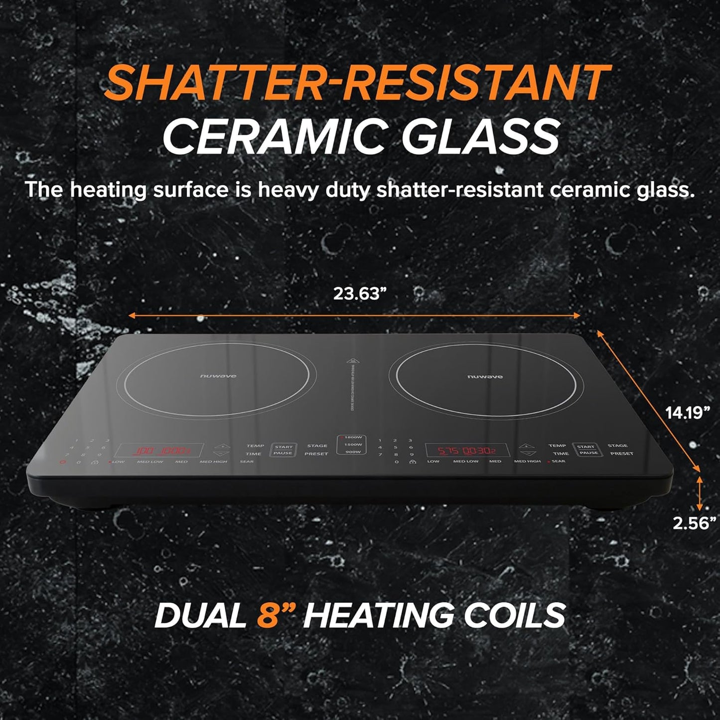 Nuwave Double Pro Cooktop - Portable Induction Burner with Dynamic Watt Technology | 900-1800W, 8” Coil