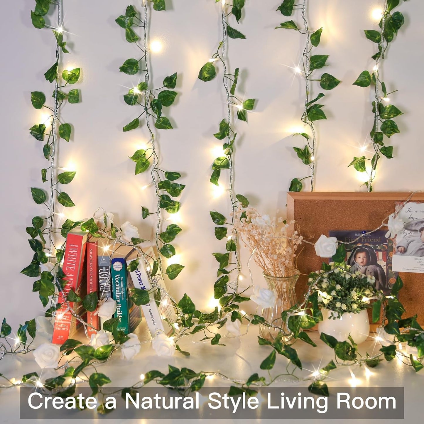 Suddus 33ft Pothos String Lights - 100 LED Fairy Lights with Remote for Bedroom, Garden, Party Decor (Warm White)