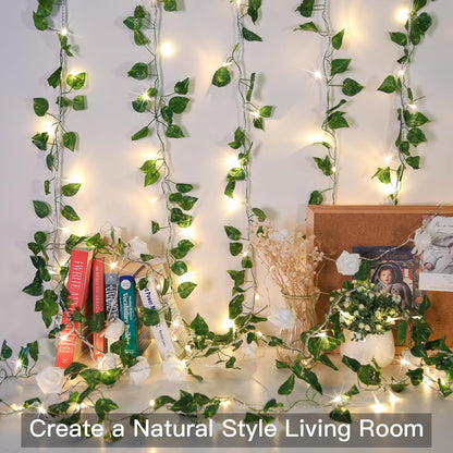 Suddus 33ft Pothos String Lights - 100 LED Fairy Lights with Remote for Bedroom, Garden, Party Decor (Warm White)