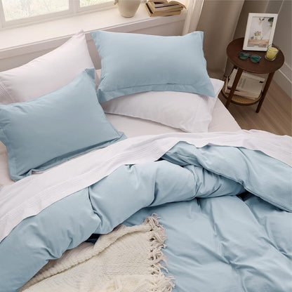Bedsure Sky Blue Duvet Cover Set - Extra Soft Prewashed Cotton-Like Polyester | Twin/Twin XL Size, 2 Pieces