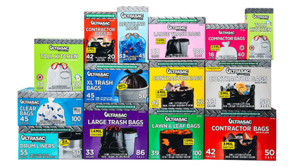 Ultrasac Blue Recycling Bags 33 Gallon 0.9 MIL, 33.5" x 38" - Pack of 45 - For Recycling, Kitchen, Industrial, & Commercial
