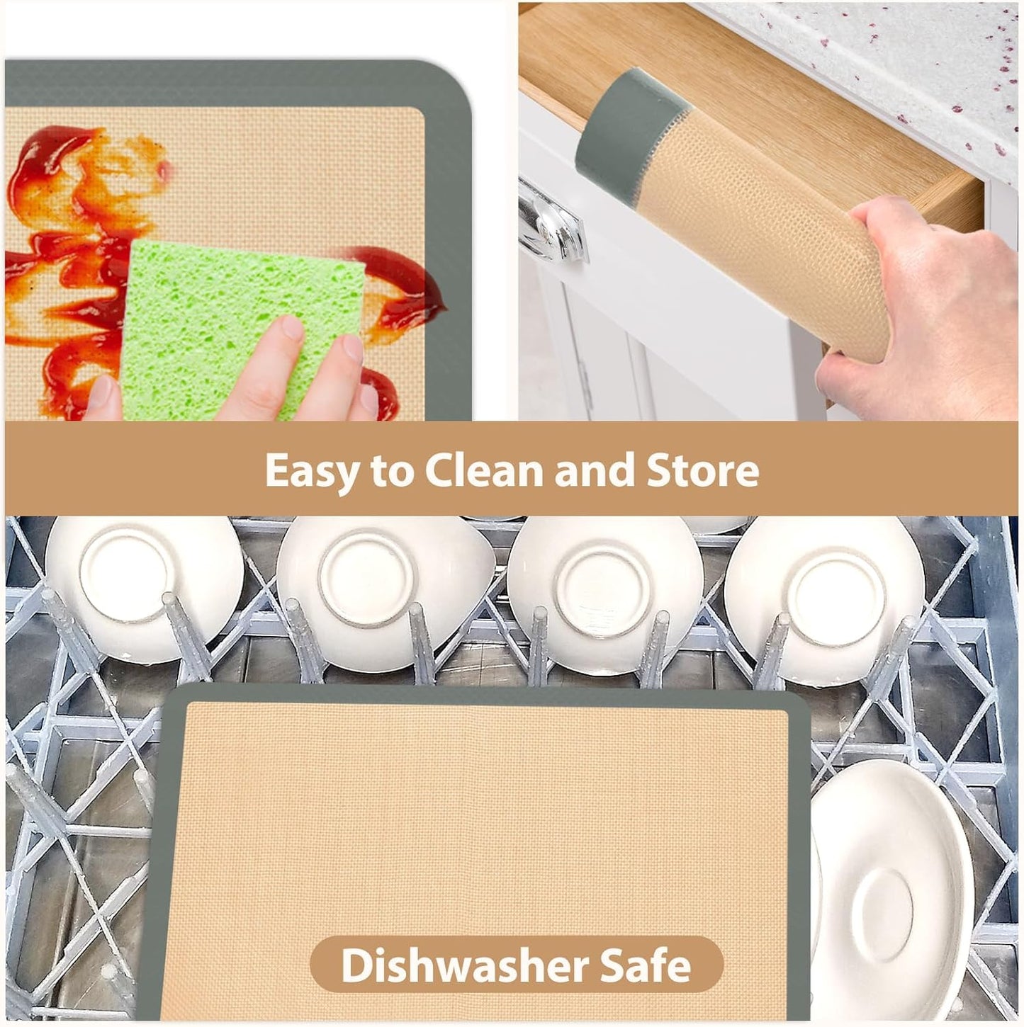 Skiennix Silicone Baking Mat Set - Nonstick Reusable Pastry & Pizza Mats | 6-Piece Baking Supplies