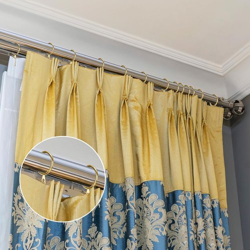 Hotop Metal Drapery Curtain Rings - 30 Pcs with 0.98/1.26/1.65 Inch Interior Diameter | Includes Curtain Pin Hooks (Gold, 25 mm)