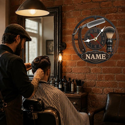 Personalized Barber Wall Clock - Custom Name Barbershop Clock (Variation: Barber Clock 1)
