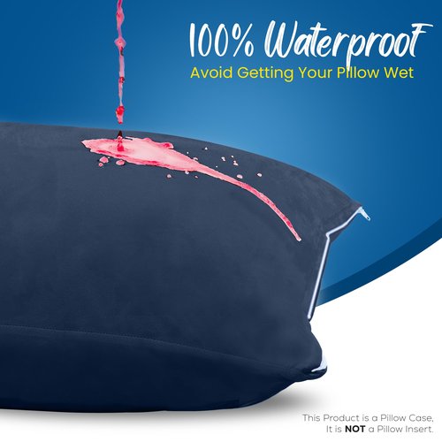 Utopia Bedding Premium 100% Waterproof Pillow Protectors with Zipper Queen Size (Set of 4), Bed Bug and Dust Mite Proof Zippered Pillow Covers, Pillow Encasement Cases, Navy