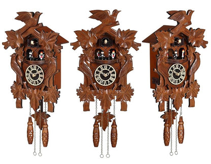 Hand-Carved Wooden Cuckoo Clock Wall Clock Antique Style 11.1 x 25.8 in