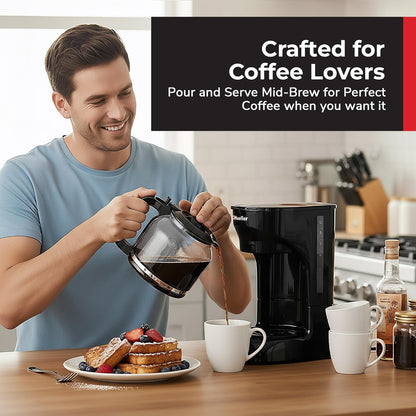 Mueller 12-Cup Drip Coffee Maker - Borosilicate Carafe, Auto-Off & Reusable Filter | Kitchen Essential