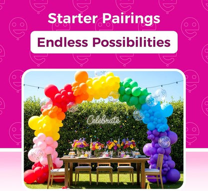 Bezente Rainbow Latex Balloons - 100 Pack of 12-Inch Bright Helium Balloons for Parties & Events