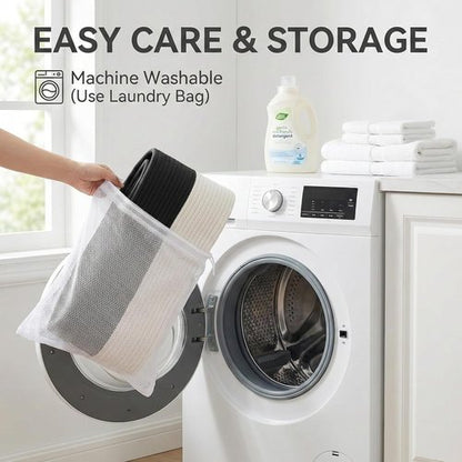 JMvicyroam Extra Large Blanket Basket - Woven Cotton Rope Laundry Hamper with Reinforced Handles | White & Black