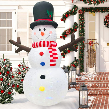 XL Outdoor Christmas Decorations Yard Inflatables Blow Up Xmas Large Holiday Lawn Decor Winter Snowflakes Snowman, 8' Tall, by HappyThings!