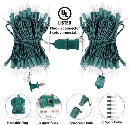 Minetom Clear Christmas String Lights - 3 Pack of 20 Feet with 100 Warm Mini Lights for Indoor/Outdoor Decor