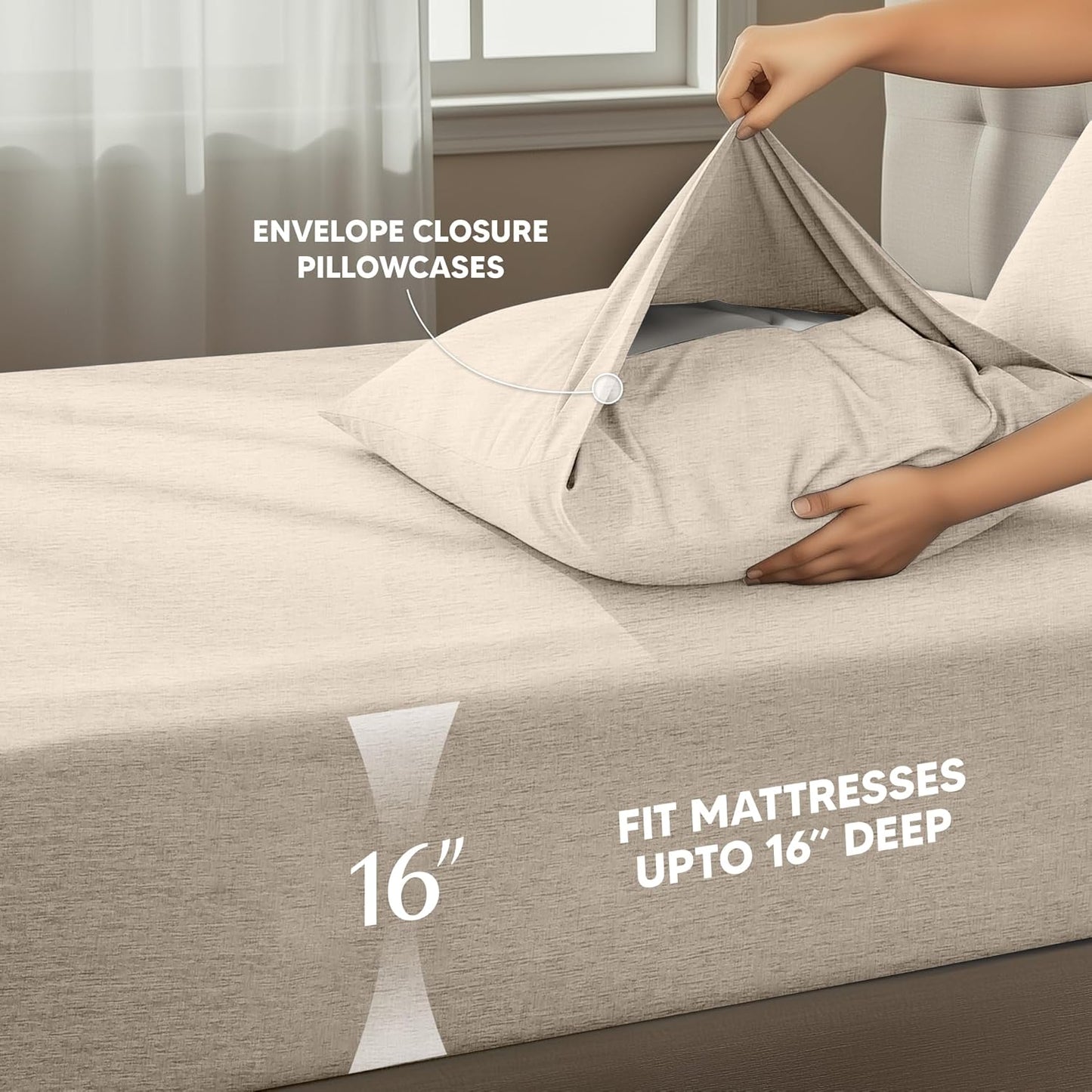 Utopia Bedding King Size Sheet Set - Soft & Breathable 4-Piece Microfiber Bed Sheets | Oeko Tex (Heather Beige)