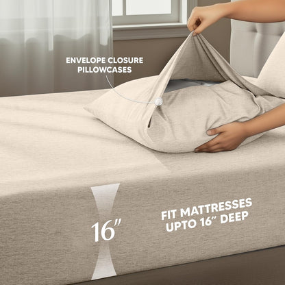 Utopia Bedding Twin Sheet Set - Soft & Breathable Microfiber, 3-Piece Bed Sheets, Oeko-Tex Certified | Heather Beige