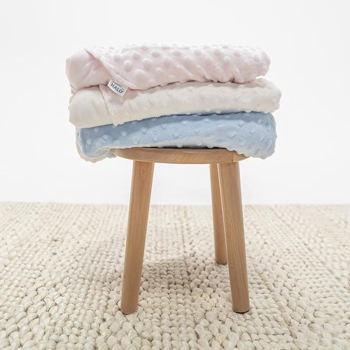 HALO Sleepsack Swaddle - 3-Way Adjustable Plush Dot Velboa Blanket, TOG 3.0 for Cool Climates, Blue, Newborn (0-3 Months)