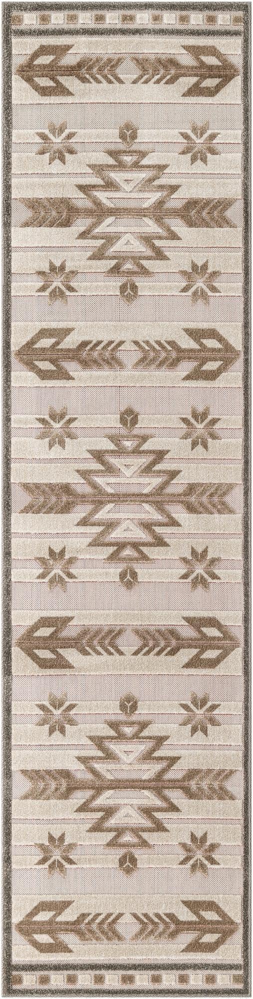 Unique Loom Outdoor Modern Collection Area Rug - Albuquerque (2' 7" x 10' Runner Beige/Brown)