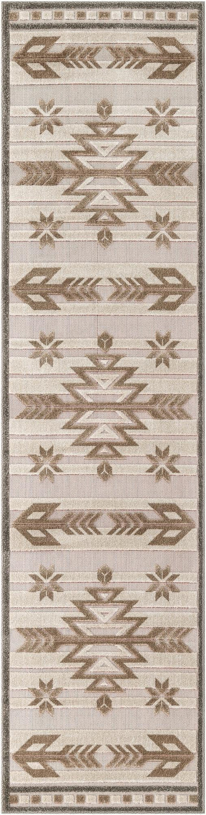 Unique Loom Outdoor Modern Collection Area Rug - Albuquerque (2' 7" x 10' Runner Beige/Brown)