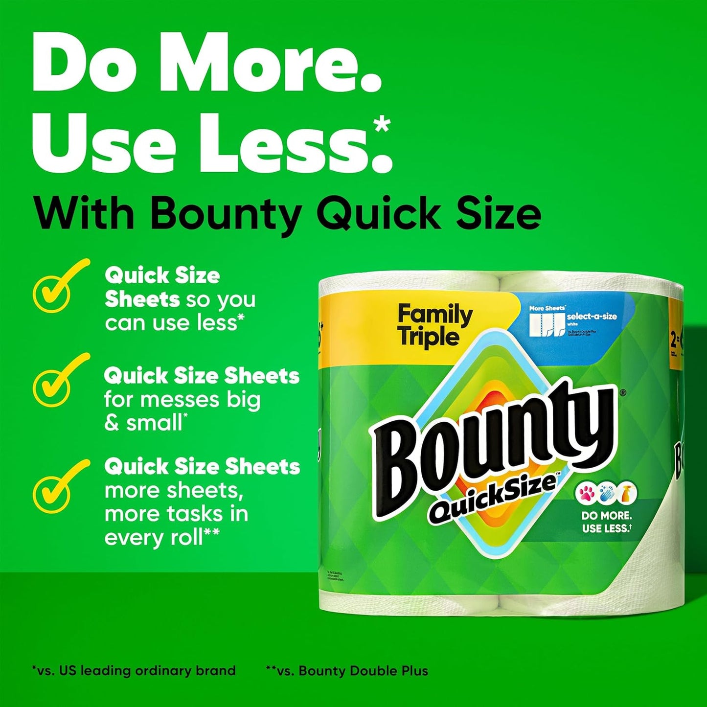 Bounty Paper Towels - Quick Size White Family Triple Rolls | Equivalent to 6 Regular Rolls