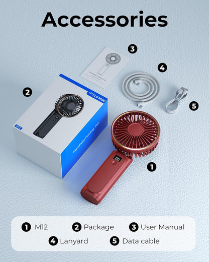 Skiennix Portable Handheld Fan - 4000mAh Battery, 6 Speed Settings, USB Rechargeable, Adjustable 180°
