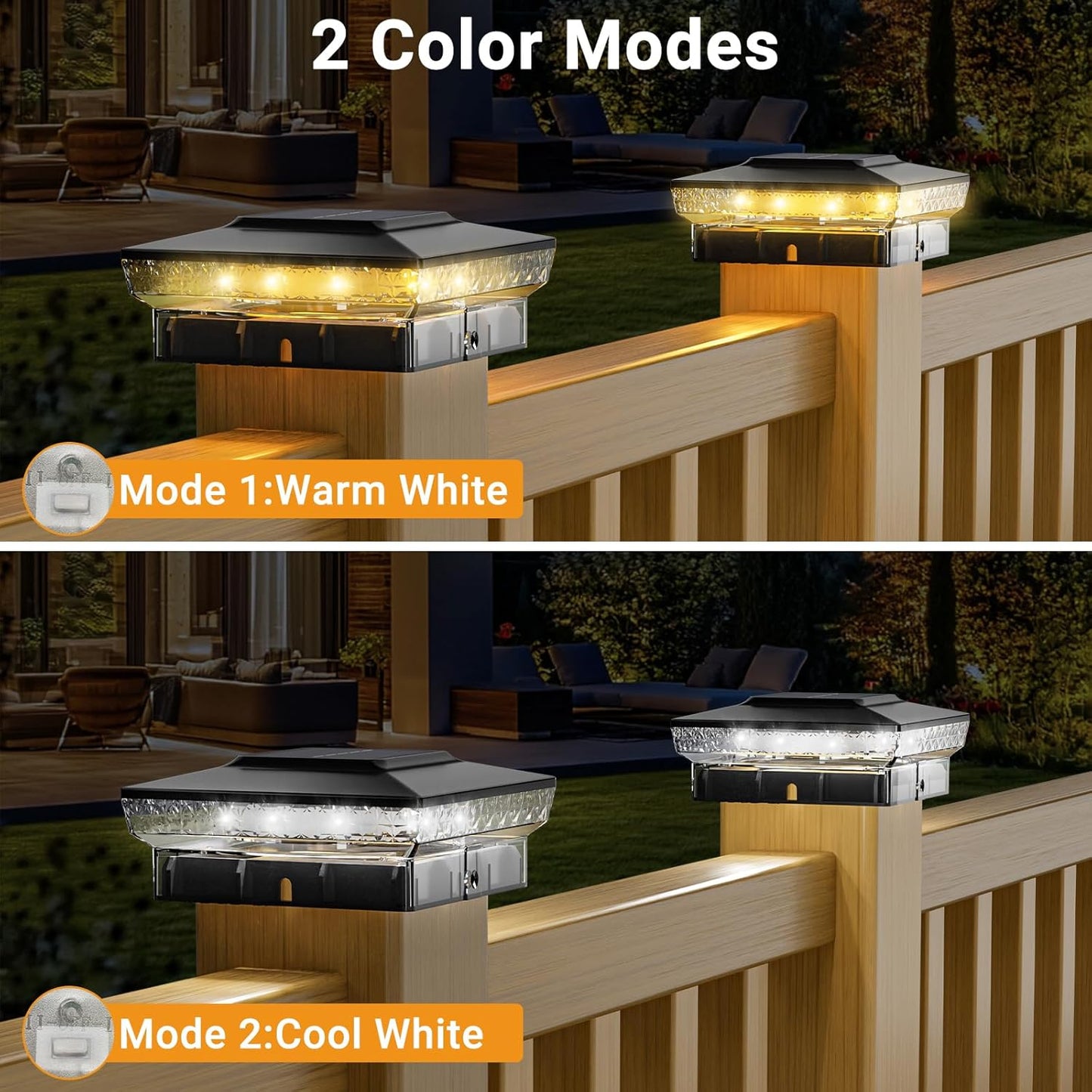 Btfarm Solar Post Cap Lights - 16 LED Waterproof Outdoor Lighting | 4-Pack for 4x4 & 3.5x3.5 Posts
