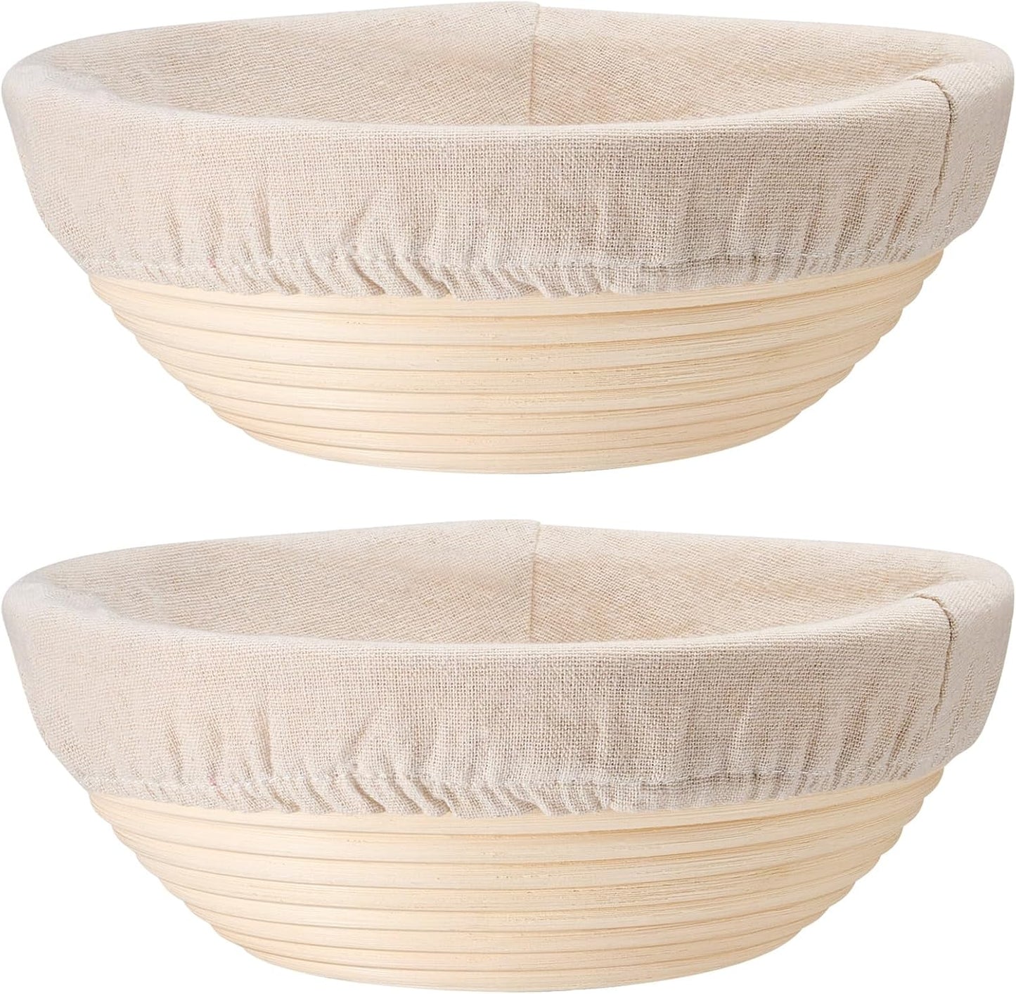 P&P CHEF Sourdough Proofing Baskets - Set of 2 Handmade Rattan Baskets with Cloth Liner | 9 Inch Size