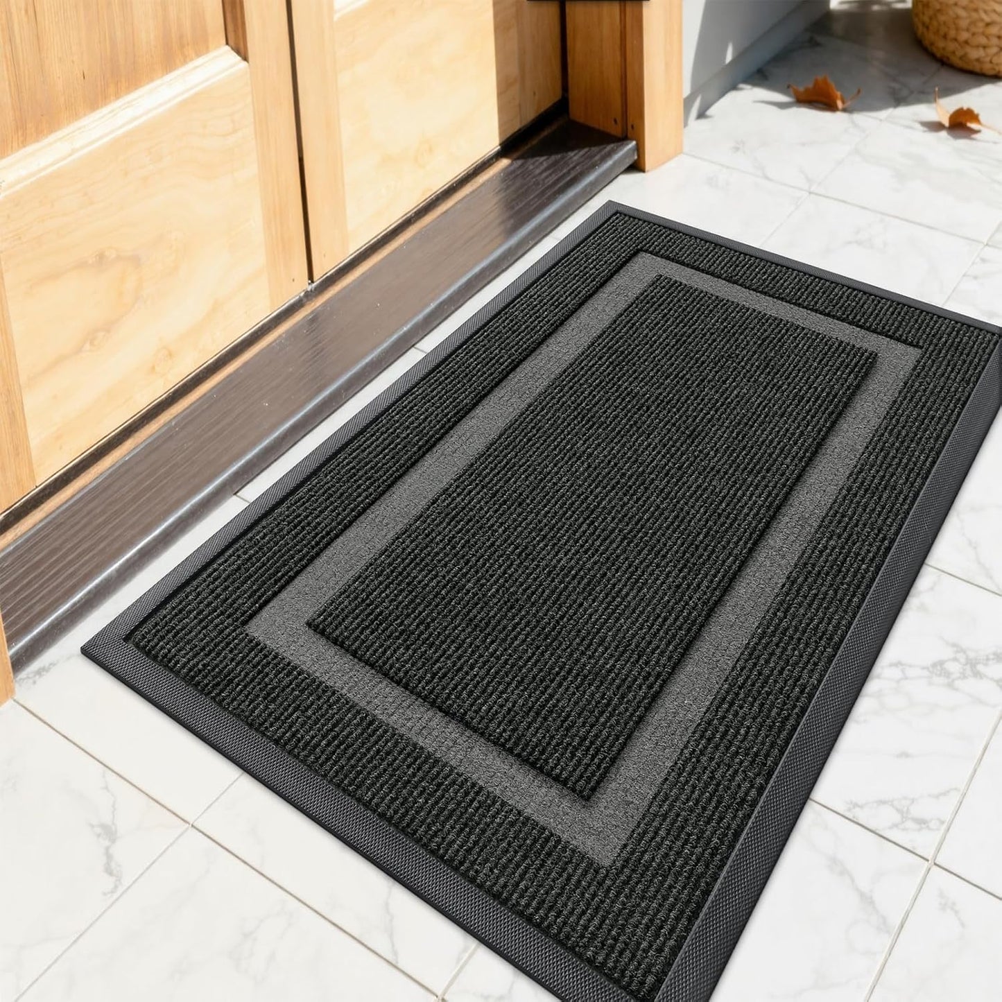 OLANLY Waterproof Front Door Mat - All-Season, Fade Resistant, Easy Clean | 23.5x15.5, Black