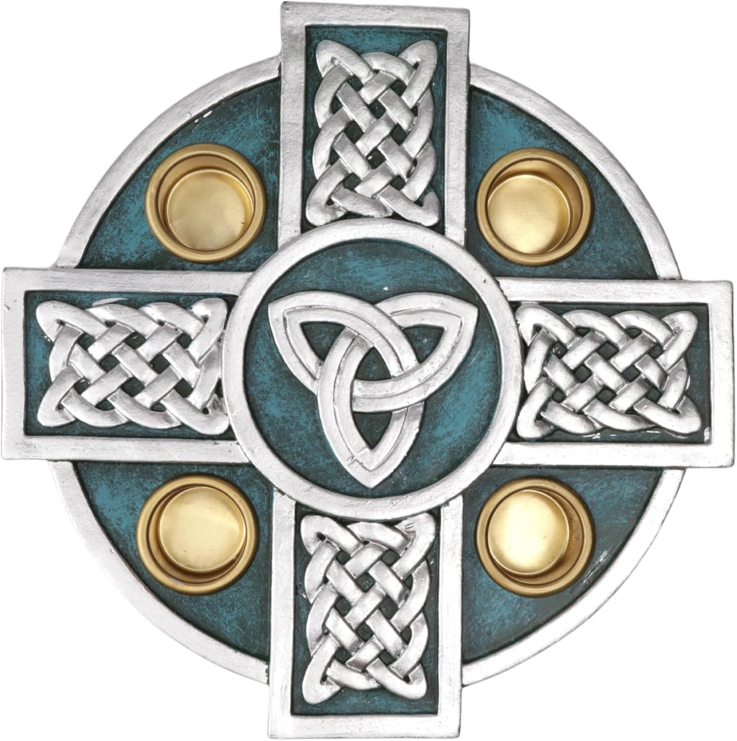 Needzo Advent Wreath - Catholic Christmas Candle Holder | Religious Centerpiece, 6.75" x 6.75", Green Celtic