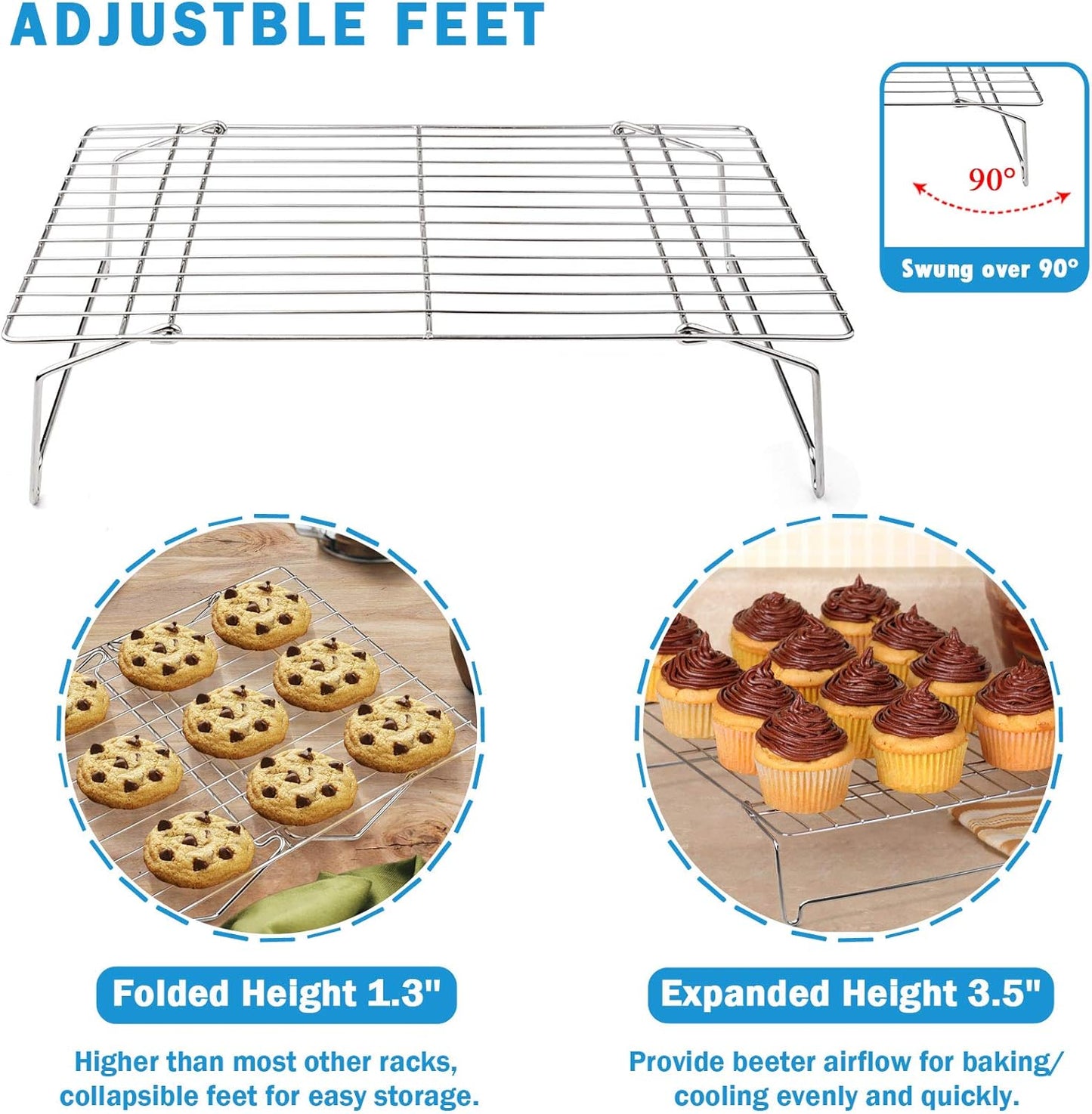 P&P CHEF 16-Inch Stainless Steel Baking Sheet Set - Includes 2 Pans & 2 Cooling Racks, Oven & Dishwasher Safe
