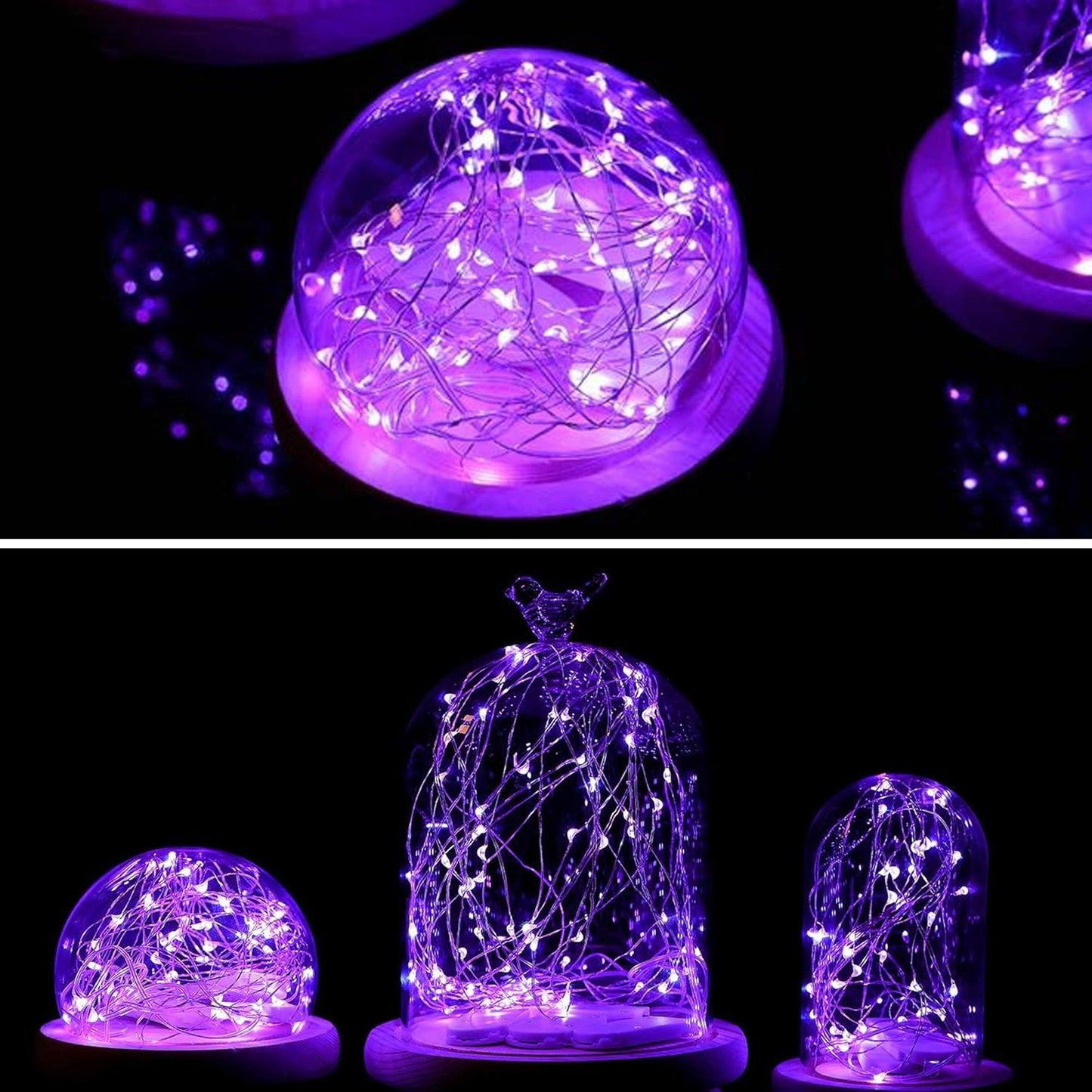 VOOKRY 30 LED Fairy Lights - 10 ft Purple Battery Operated Waterproof String Lights for Weddings & Parties