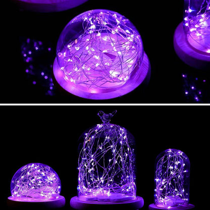 VOOKRY 30 LED Fairy Lights - 10 ft Purple Battery Operated Waterproof String Lights for Weddings & Parties