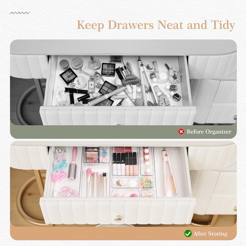 Criusia Drawer Organizer Set - 12 Pack Clear Plastic Storage Bins for Kitchen, Bathroom & Office | Versatile 4-Size Trays
