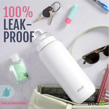 Ello Cooper 32oz Stainless Steel Water Bottle - Double-Walled, Vacuum Insulated, Leak-Proof | Halogen Blue