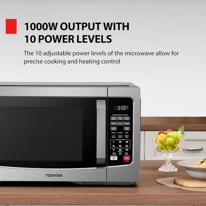TOSHIBA Countertop Microwave Oven - 1.2 Cu Ft with Smart Humidity Sensor & 12 Auto Menus | Silver Finish
