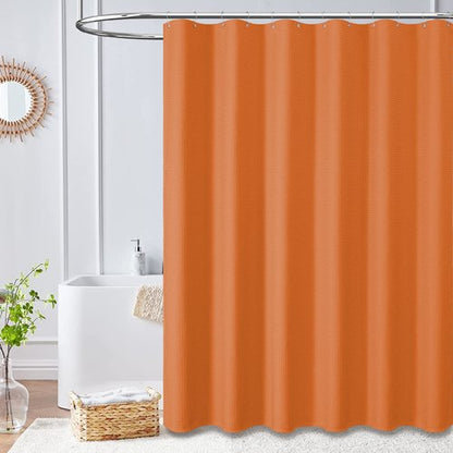 Dynamene Extra Long Shower Curtain - 84 Inch Long Waffle Weave Heavy Duty Fabric Bathroom Shower Curtain, Neutral Weighted Hotel Thick Bath Curtain Set with 12 Plastic Hooks,72x84, Burnt Orange