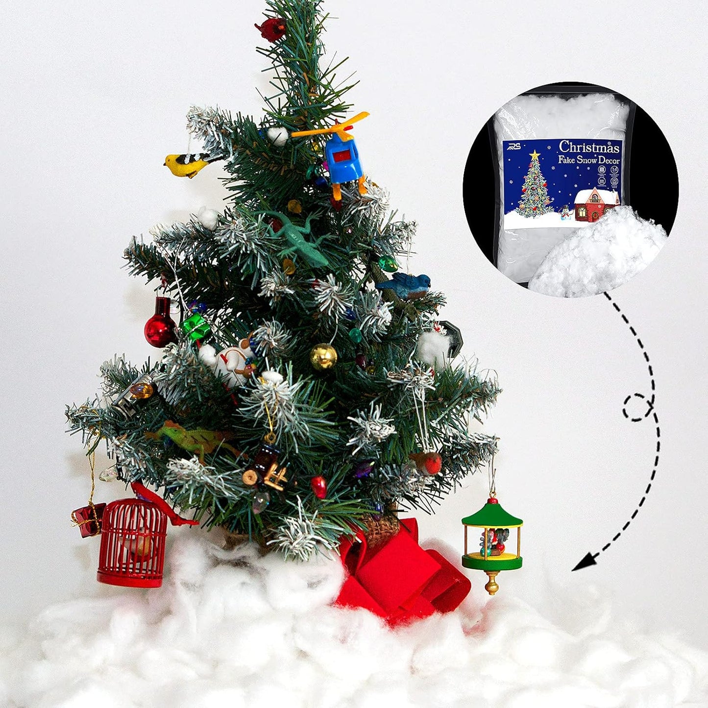 Ruisita Artificial Snow - 35.3 Ounces Fluffy Snow Fiber for Christmas Tree & Holiday Displays