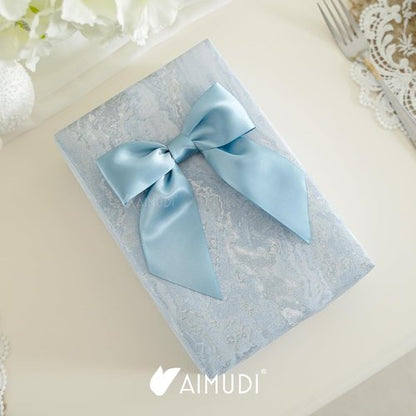 AIMUDI Satin Bows - Dusty Blue 5.5" Premade Ribbon Bows for Gift Wrapping | 24 Pack for Events & Crafts